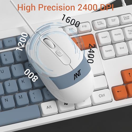 Amazon.in: Buy Ant MASTER 20 Wired Combo Keyboard & Mouse Set | 104 Key Membrane Keyboard 5 Million Keystroke Life | 2400 DPI Adjustable Mouse 1 Million Clicks | USB Plug & Play | Windows/Mac/Linux-White Grey Orange Online at Low Prices in India | Ant Reviews & Ratings - Image 4