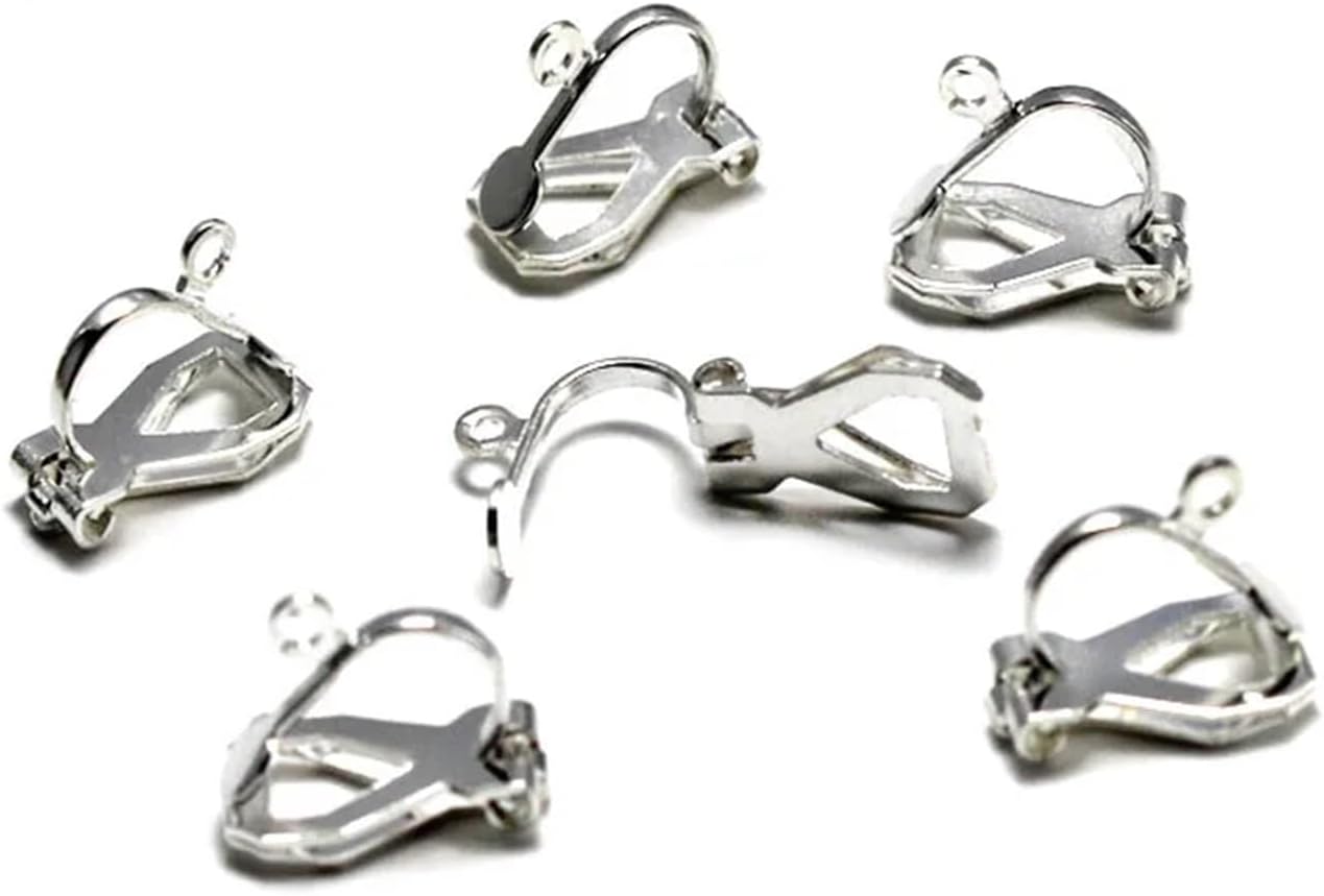 Clip On Earring Backs 100Pcs Stainless Steel Ear Clips Without Piercing Earrings Parts Findings for Women Clip On Converter(Silver)