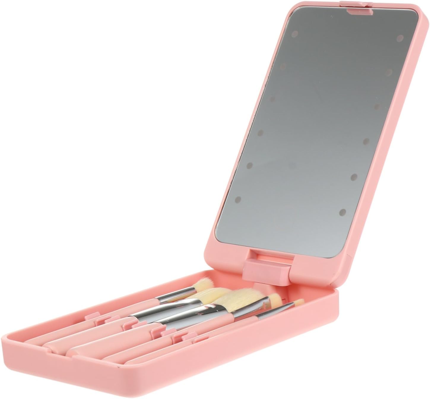 LED Makeup Mirror Set with Touch Control Portable Folding Travel Vanity Mirror with Brushes Compact Single-Sided for Beauty Enthusiasts