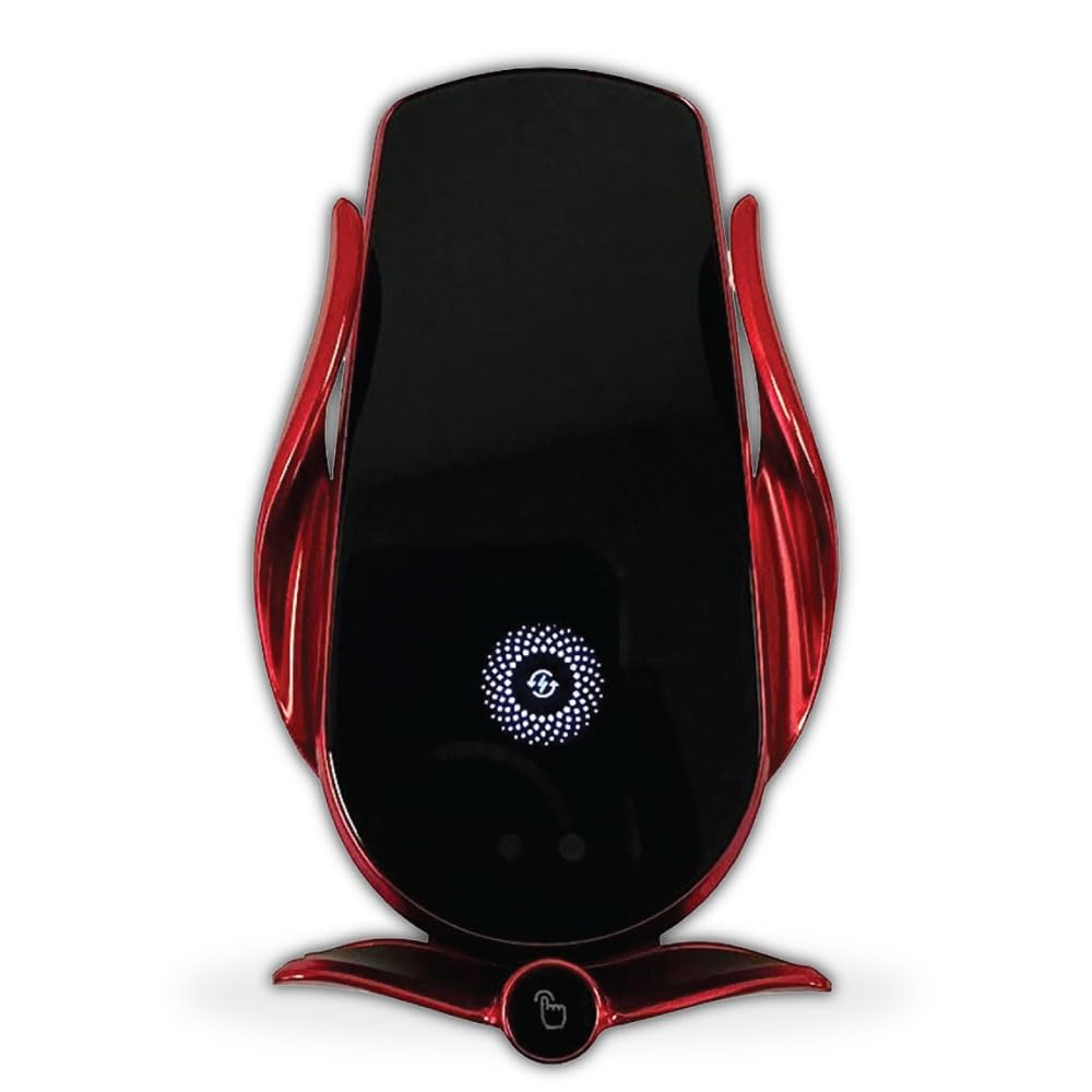 Smart Sensor Car Phone Wireless Charger,15W Fast Charging Auto-Clamping Car Phone Holder Air Vent Phone Holder, for iPhone14/13/12/11/X Samsung Galaxy S23/S22/S21/S20 (Red)