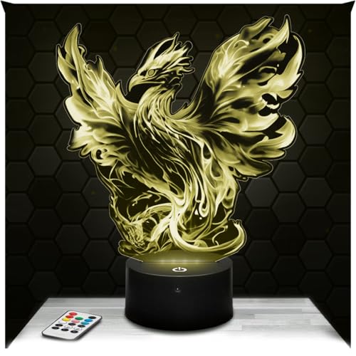 Lampephoto.fr - Realistic 3D Phoenix Lamp Gift Phoenix Smoke Bird Renaissance Resurrection Phoenix, Touch LED Night Light, 3D Hologram Effect, Christmas Birthday Gift Idea for Boy or Girl