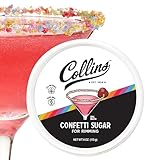 Collins Confetti Sugar, All-Natural Cocktail Rimming Sugar Made with Plant-Based Colors, Non-GMO Drink Garnish for Cocktails and Mocktails, Add Festive Flair to Your Drink Presentation, 4 oz