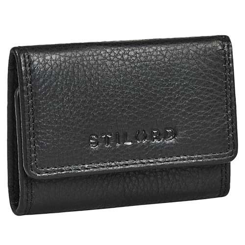 Portefeuille vintage cuir RFID STILORD authentique petit porte-monnaie noir