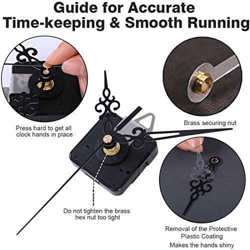 Emoon 2 Pack Non Ticking Clock Mechanism With 4 Pack Clock Hands, Clock Movement Motor Kit For Clock Repair, Replacement And Custom Clock(Shaft Length 7/8 In) #TOP4
