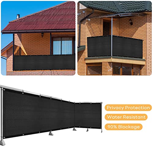 Longdafei Balcony Privacy Screen, 3’X16.4’ Privacy Fence Screen, Privacy Fence Panels, Premium Porch Shade, Fence Covering For Patio Porch Deck Garden Outdoor Protection (Dark Black) #TOP1