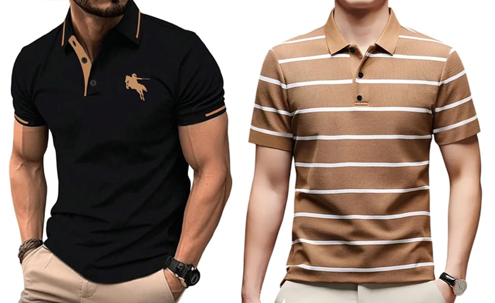 Image of TAGAS Men's Short Sleeve Polo Shirt, Button Up Collar | T-Shirt for Mens | Casual T Shirt for Men | (MT-7)
