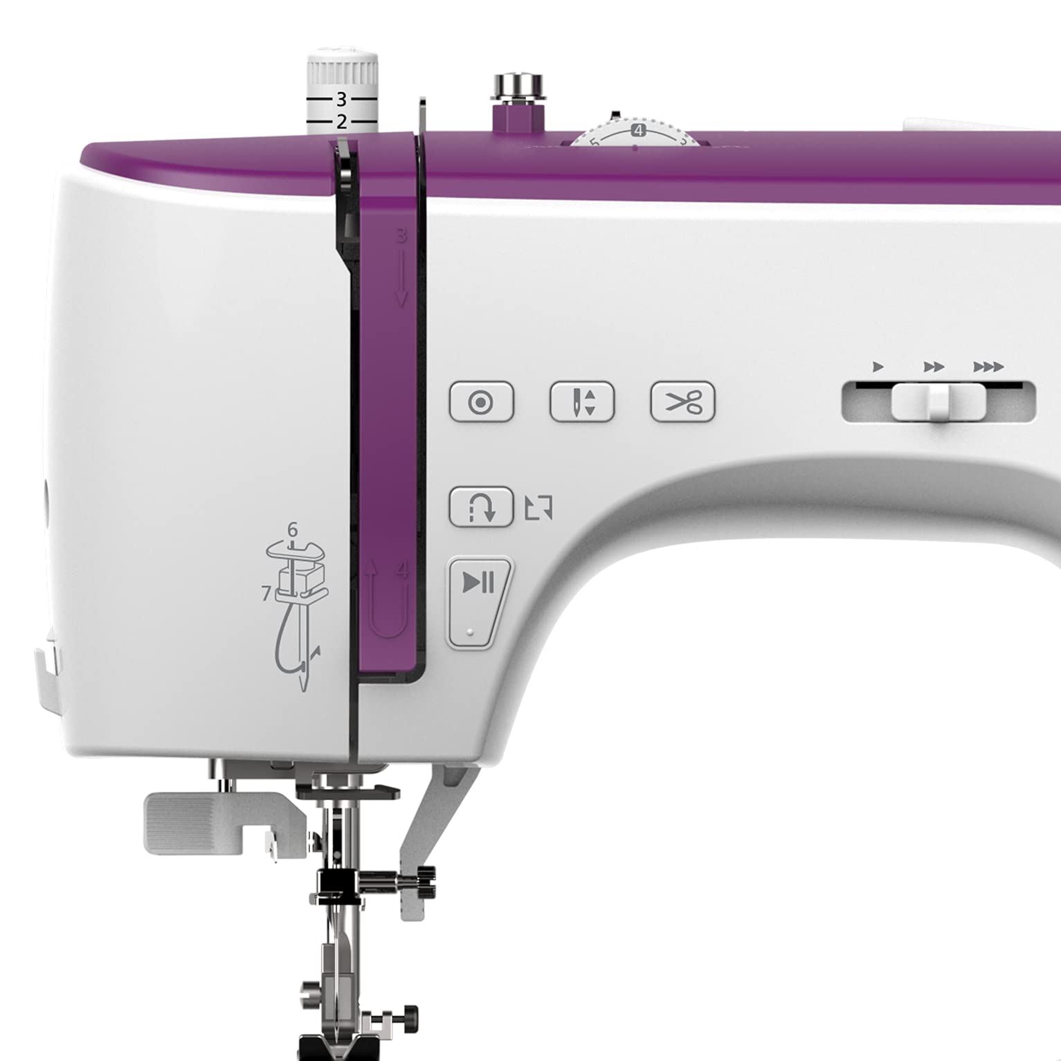 Necchi Máquina de coser NC-204D, interior de fundición a presión de aluminio, carcasa de ABS, violeta, regular
