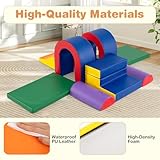 COSTWAY Kids Soft Play Set, 10 Pieces Baby Foam Climbing Blocks with Waterproof PU Leather, Indoor Toddler Climb and Crawl Activity Playset for Sensory Motor Skills - Image 3