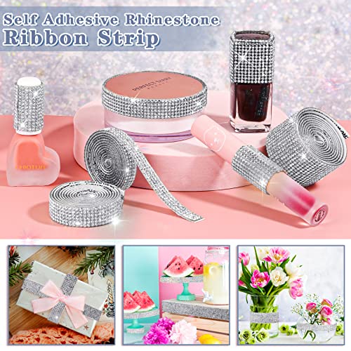 8 Rolls Rhinestone Ribbons,Cludoo 8 Yard Silver Self Adhesive Rhinestone Ribbon, Bling Crystal Diamond Ribbon Roll Wrap Glittering Rhinestones Sticker for Decoration Car DIY Arts Crafts Wedding Party by Cludoo - Used condition - Image 4
