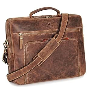 DONBOLSO Laptoptasche San Francisco - Umhängetasche Leder Braun für Laptop und Tablet - Hochwertige Aktentasche für Notebook bis 17 Zoll - Stilvolle Tasche für Damen und Herren
