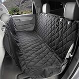 4Knines Dog Backseat Cover with Hammock for Cars, SUVs, and Trucks – Waterproof Layers, Nonslip Seat Protector, Durable Nylon Clips, K9 Shield with Heavy Duty Thread, (Regular, Black)