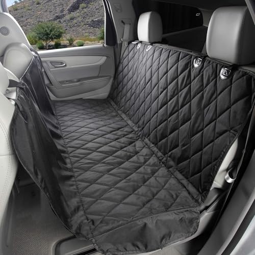 4Knines Dog Backseat Cover with Hammock for Cars, SUVs, and Trucks – Waterproof Layers, Nonslip Seat Protector, Durable Nylon Clips, K9 Shield with Heavy Duty Thread, (Regular, Black)