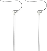 Desnuage Handmade 925 Sterling Silver Hypoallergenic Dangle Earrings - Long Vertical Bar Drop Minimalist Earrings for Women, Silver & Gold