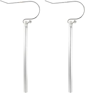 Handmade 925 Sterling Silver Dangle Earrings Hypoallergenic Stick Drop Long Vertical Bar Minimal Earrings for Women - Silver & Gold