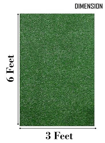 Image of Yellow Weaves 35 mm High Density Artificial Grass Rectangular Carpet Mat (Green, 3 x 6 Feet)