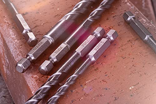 Nordwolf 9-Piece Metric Carbide Tipped Masonry Drill Bit Set For Concrete, Brick, Block & Stone, With 1/4" Hex Shank For Drills And Impact Drivers, Sizes 5.5(X3)-6.5(X3)-7-8-10Mm #TOP7