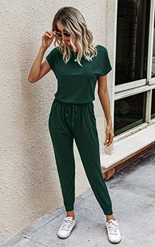 image for Angashion Women's Jumpsuits - Crewneck One Off Shoulder Short Sleeve E