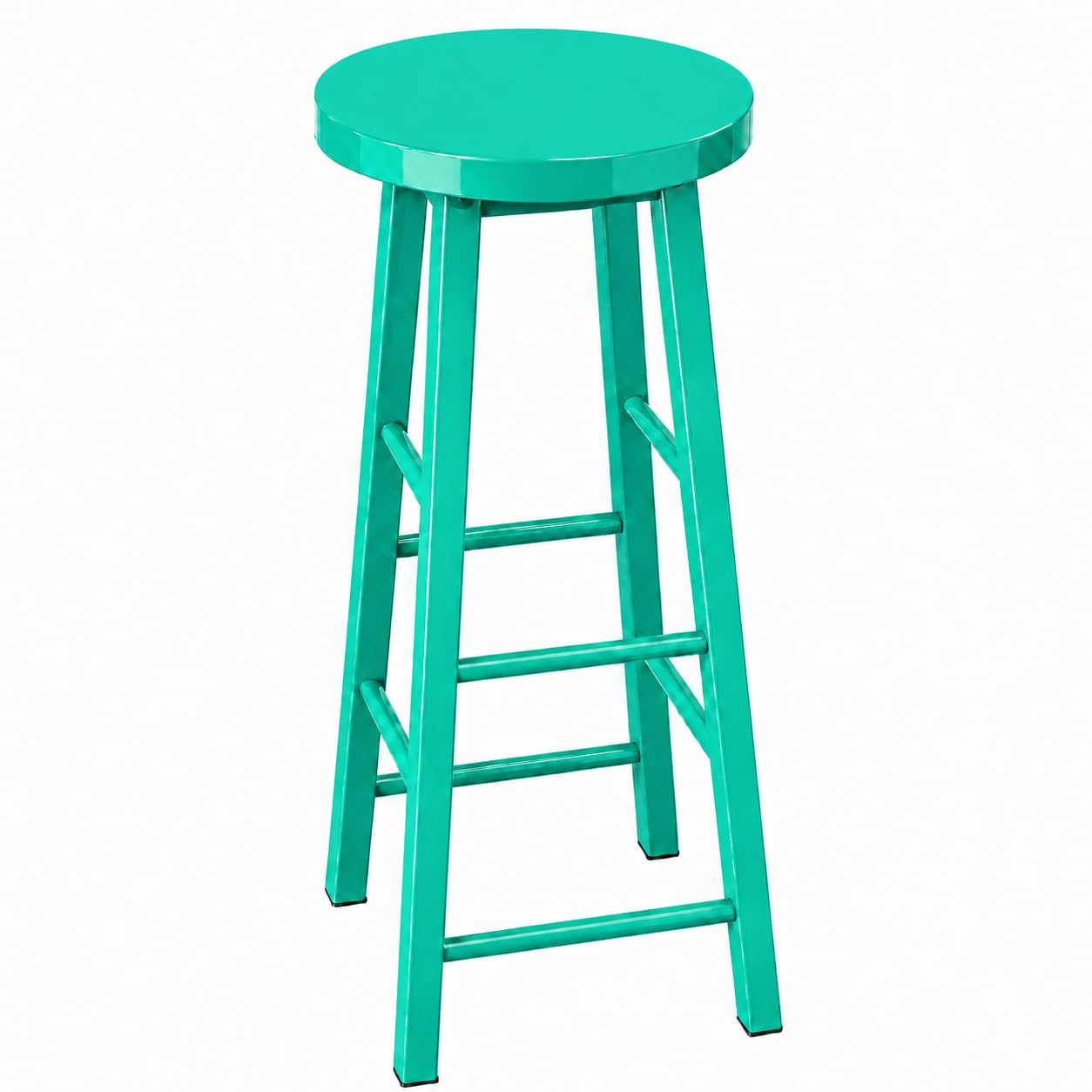 85179 Classic Breakfast Kitchen Counter Bar Stools with Metal Seat/Bar Chairs/Barstools Metal - Turquoise Green Color-image-3