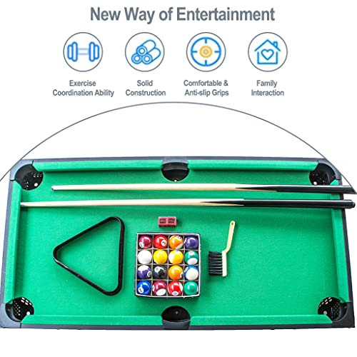 Vocheer 36-Inch Billiard Table, Mini Pool Table, Tabletop Snooker Game Set Portable Pool Table With Cues, Balls, Racking Triangle – Green Felt #TOP5