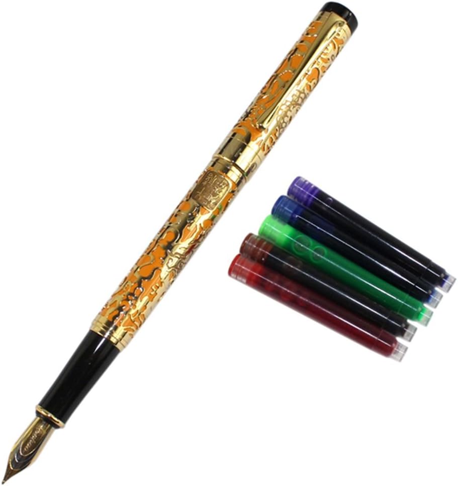 Gullor Advanced Rollerball Pen Jinhao 5000 Black and Gold Dragon Year with Gift Box