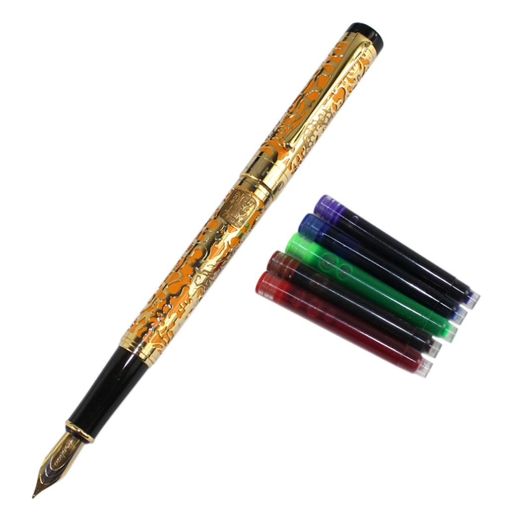 Gullor Avanzada Pluma Jinhao 5000 Oro Y Negro Año Del Dragón Con