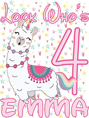 Girls Personalized Birthday T Shirt Unicorn Llama Hearts Name Age Look Whos Kids Youth Tee Custom Cute #TOP1