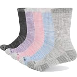 YUEDGE 5 paar Baumwolle Sportsocken für Damen Atmungsaktiv Hochleistung, Size WL, Schwarz/grau/rosa/blau/lila