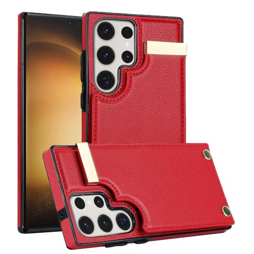 Étui Samsung Galaxy S20 Plus S21 A54 A14 housse portefeuille cuir rouge fente carte aimanté