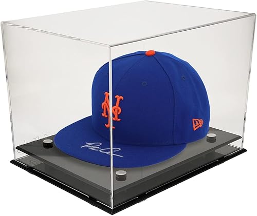 OnDisplay Expositor de cascosombrero de béisbol con protección UV de lujo, base negra
