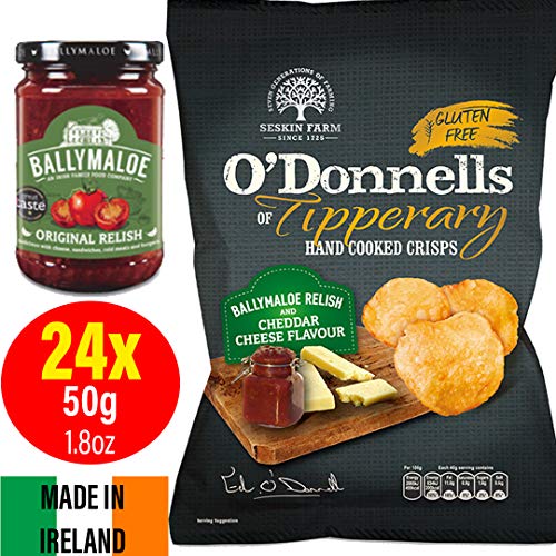 24X50G O'donnells Tipperary Ballymaloe Relish & Cheddar Cheese Potato Crisps Chips (Irish Online Supermarket) #TOP1