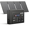 powkey Solar Powered Generator, 200W Portable Power Station with Solar Panels 40W, 146Wh Power Bank with 2 AC Outlet 110V Pure Sine Wave for Outdoor Camping Emergency Home