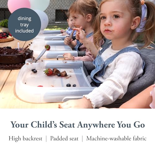 Image of Inglesina Fast Table Chair - Stone Gray Melange + Fast Dining Tray - Portable Baby High Chair - for Babies & Toddlers up to 37 lbs - Fits Tables 0.8'' to 3.5'' Thick - Compact - Travel Bag Included