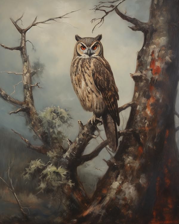 ZMHZMY Paint by Numbers Owl on Tree Branch Canvas DIY Oil Painting for Adults Beginner with Brushes and Acrylic Pigment- 16