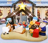Inflatables Nativity Scene Outdoor Decorations 6.8FT, Christmas Blow Up Yard Decorations Nativity Sets with 10 LEDs,Larger Inflatable Baby Jesus in Manger Outdoor for Garden Lawn Patio Decorations