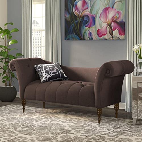 Image of Luxury Velvet 2 Seater Chaise Lounge Sofa - Tufted Chesterfield Modern Couch with Button Tufted Back Elegant Lounge Couch for Living Room, Bedroom, Office