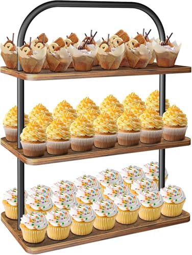 Cupcake Stand, 3 Tier Wood Cupcake Stand for 50 Cupcakes Cupcake Tower for Farmhouse Decor,Large Dessert Stand Cupcake Display Stand for Wedding Graduation Birthday Christmas Party, Serving Tray