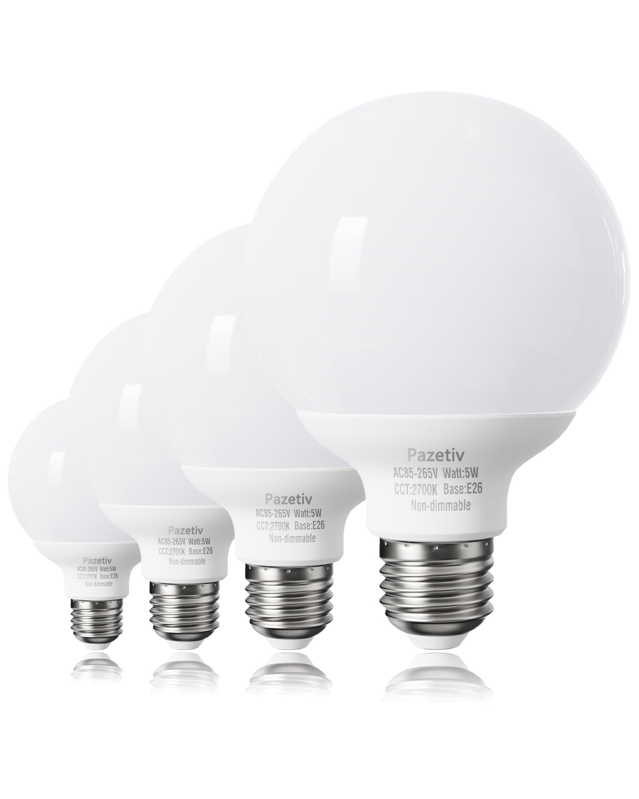 Pazetiv Warm White LED Globe Light Bulbs