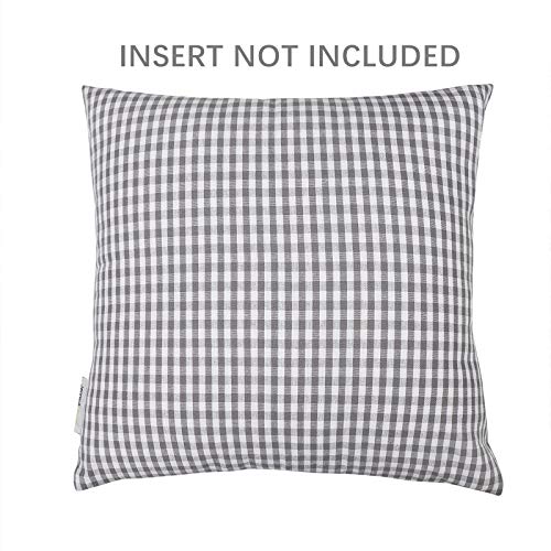 Jennice House Throw Pillow Case, Home Decorative Pillow Covers Pure Cotton Checks Pillow Covers 18X18 Inches Pillows Cushion Covers For Couch Sofa Bed, Set Of 2 (Gray, 18"X18") #TOP3