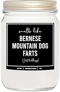 You Nique Designs Bernese Mountain Dog Gifts 8oz Dog Fart Candle for Bernese Mountain Doggy Mom, Dad - Bernese Mountain Decor, Ornament, Gift Idea (Mahogany Teakwood)