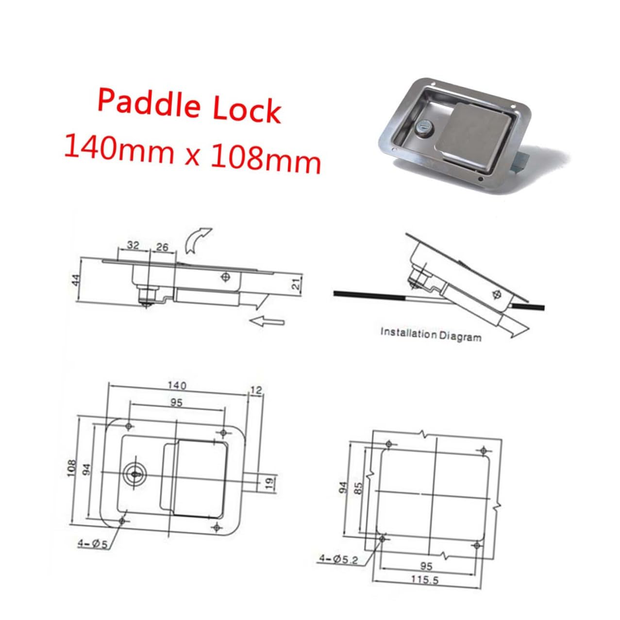 SOLUSTRE Anhängerschlösser aus Edelstahl mit Staubdichtem Heavy Duty Design 2 Stück für Mechanische Lkws und Boxen Geeignet für Schlechte Arbeitsbedingungen