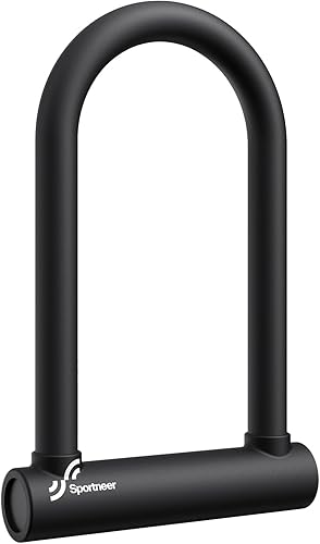 Sportneer Candado de bicicleta  Cerradura de bicicleta antirrobo resistente de 0.709 in con 3 llaves  Cerraduras en U para bicicleta con soporte de