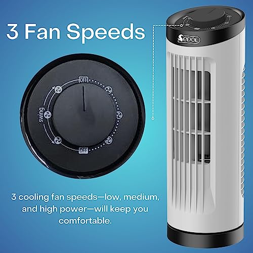 Sedol 13″ Inch Portable Mini Tower Fan 70 Oscillating Fan with 3