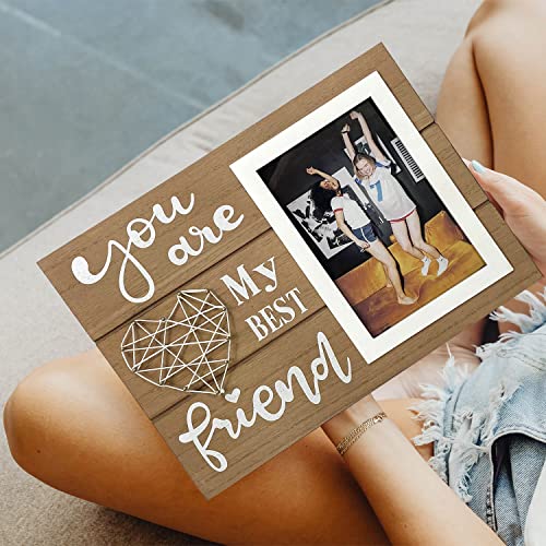 Ylu Yni Best Friend Picture Frame, Wooden Wall Décor, Holds 4 X 6 Inch Photo, Unique Friend Gifts For Women, Birthday, Graduation, Long Distance Friendship, Going Away Gifts For Best Friends, Bff #TOP4