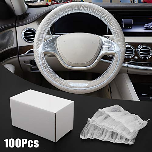 Seg Direct Disposable Plastic White Opaque Steering Wheel Cover, 100Pcs/Carton, Universal For Cars, Trucks #TOP5
