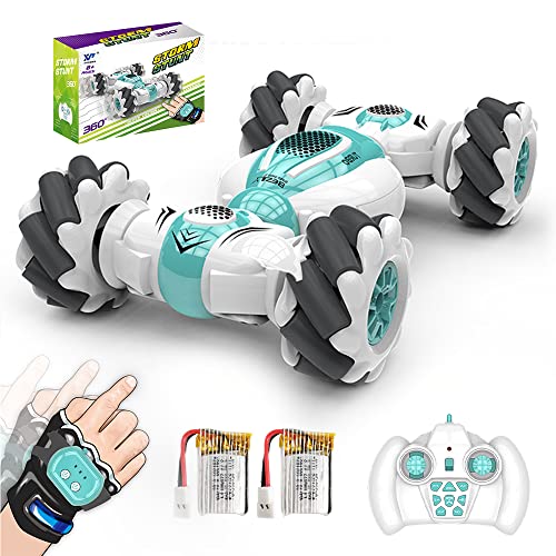 X-Verse Auto Acrobatica Telecomandata 4wd Controllata a Mano, 360° Rotazione Acrobatica, Sensore Di Gesto, 2.4GHZ Macchina Radiocomandata per Regali per Bambini - 2 Batterie (Verde)