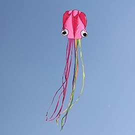 Hengda Kite Software Octopus Flyer Kite with Long Colorful Tail for Kids, 31-Inch Wide x 157-Inch Long, Large, Pink
