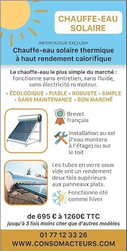 Chauffe-eau solaire thermique 60 L - Détails techniques, matériaux et conception écologique