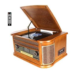 DAB Platine Vinyle DLITIME avec Radio et FM/USB/RCA/AUX/Télécommande/Lecteur CD/Cassette - Les Beatles, Paul McCartney, John Lennon, RIngo Starr, George Harrison