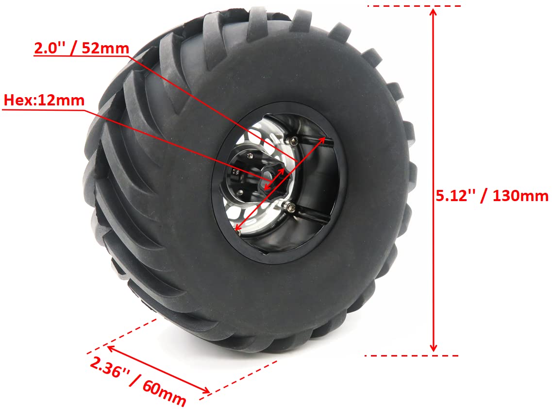 HOBBYSOUL 2.2 Beadlock Wheels & Tires Set (4-Pack) - For RC Crawlers Like Axial Capra, TRX4 - View #6