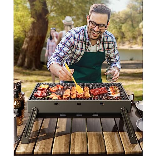Holzkohlegrills, Grill Holzkohle, Grilltisch Outdoor BBQ für Terrasse Camping Reise Picknick Garten, Schwarz – Bild 3